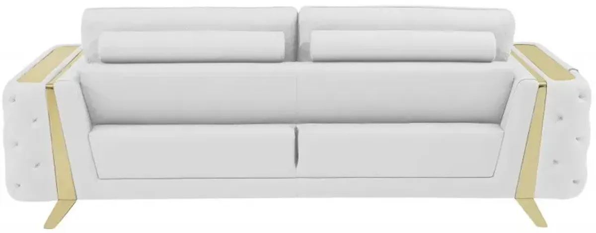 Italian Leather Sofa & Silver Legs - White