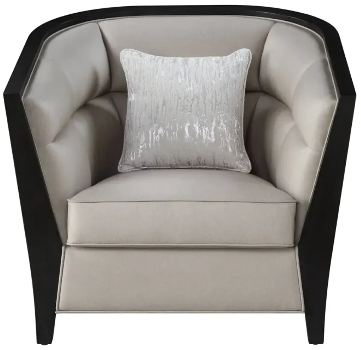 Fabric And Black Barrel Chair - Beige