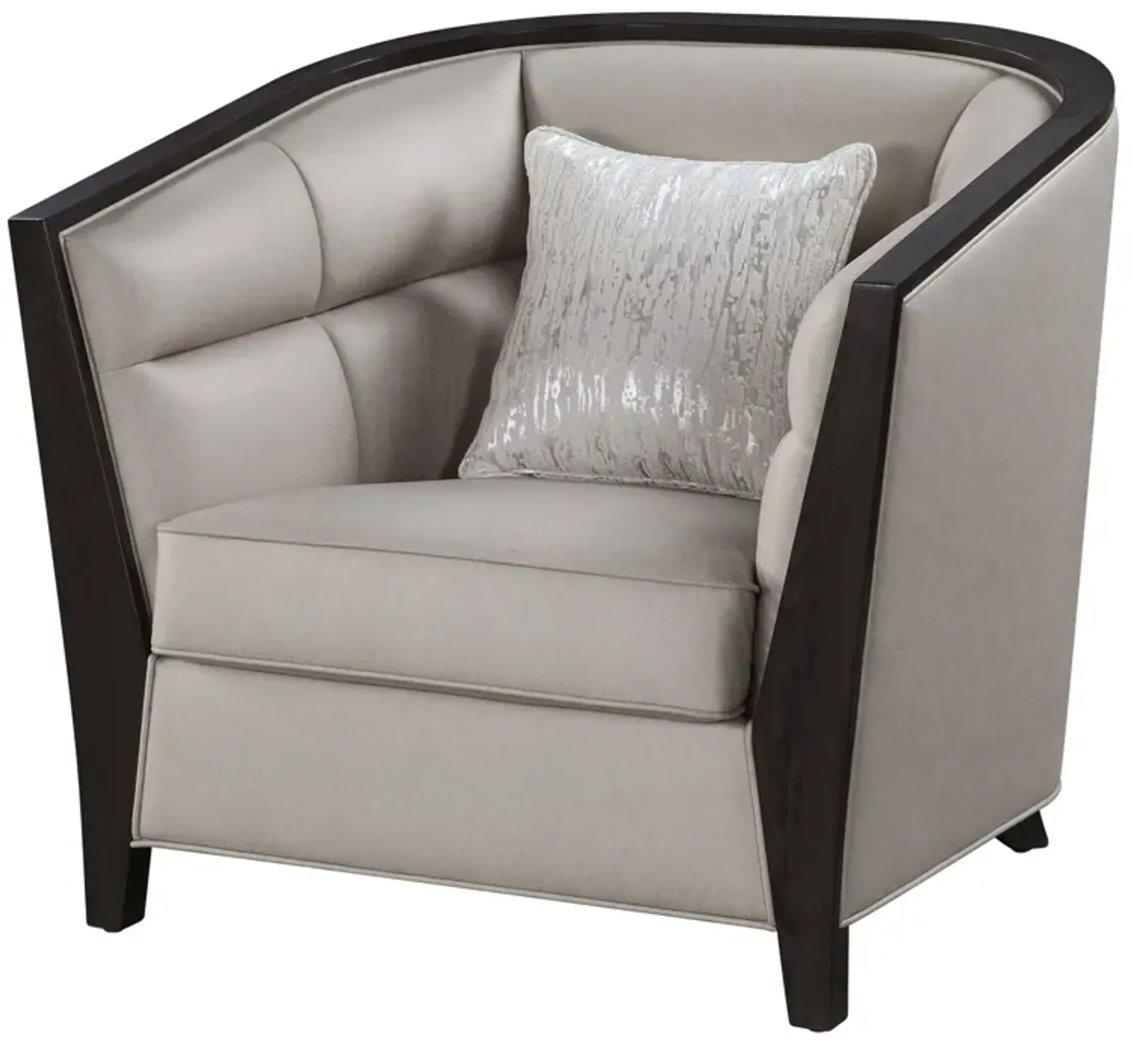 Fabric And Black Barrel Chair - Beige