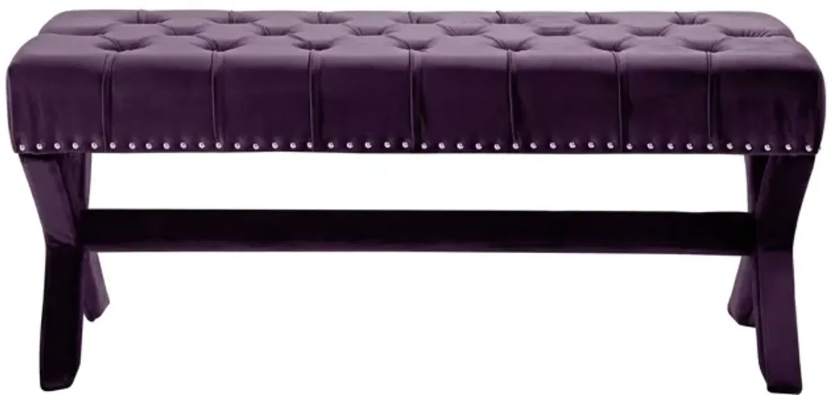Upholstered Velvet Bench - Plum / Purple