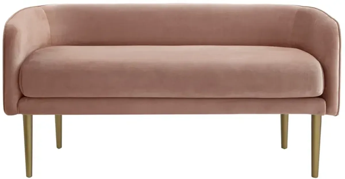 Velvet Upholstered Bench - Brown / Blush