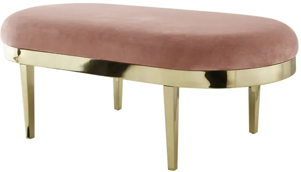 Upholstered Velvet Bench - Blush / Gold