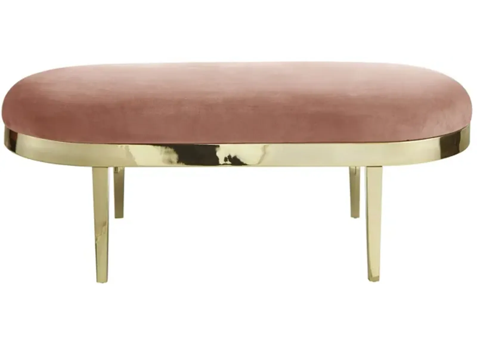 Upholstered Velvet Bench - Blush / Gold