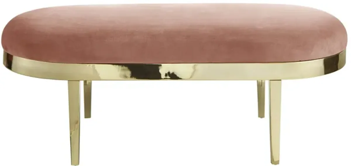 Upholstered Velvet Bench - Blush / Gold