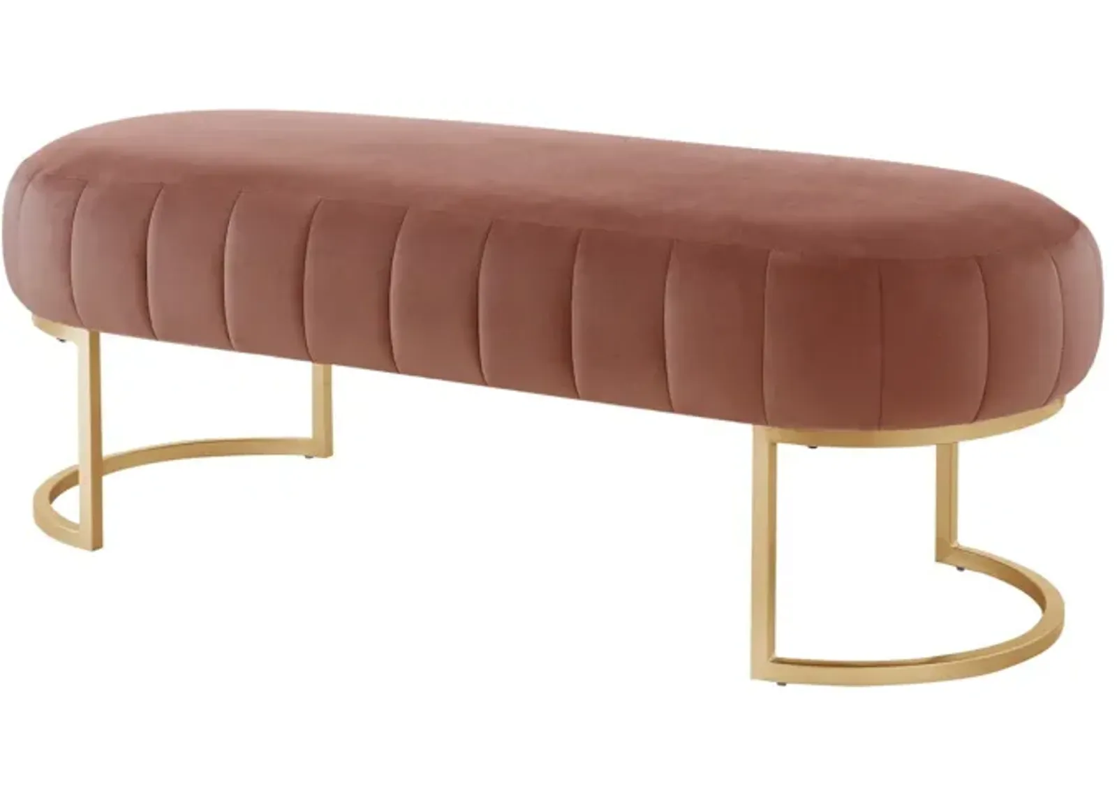 Velvet Upholstered Bench - Gold / Blush