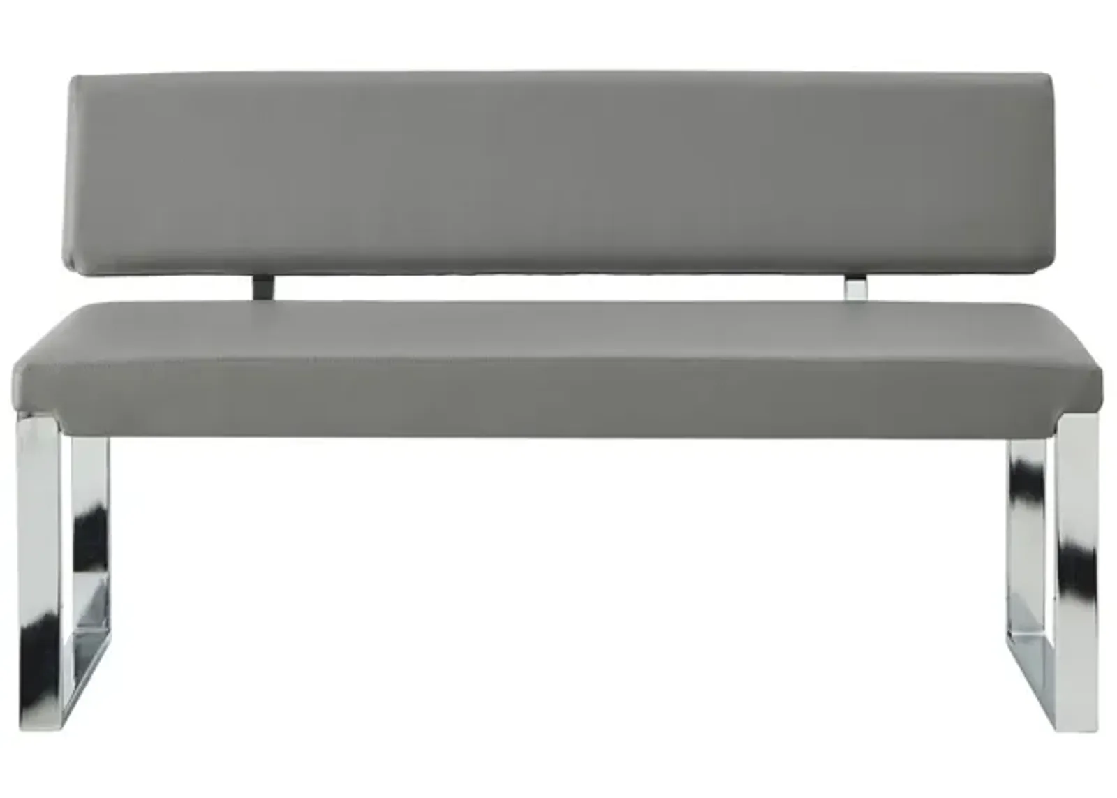 Faux Leather Upholstered Bench - Silver / Gray