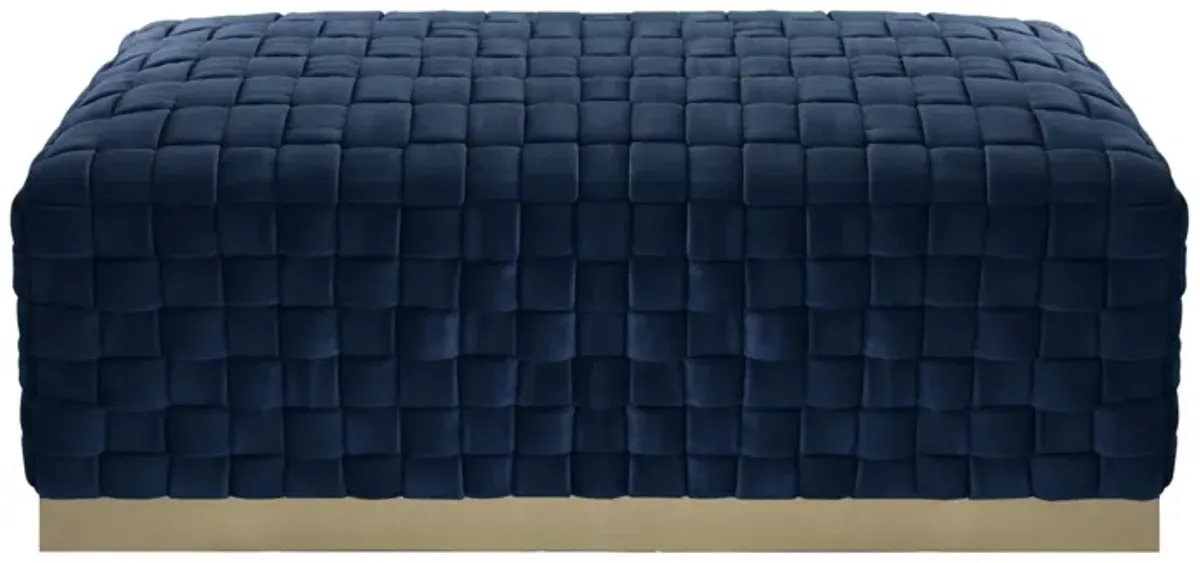 Upholstered Velvet Bench 40" - Navy Blue / Gold