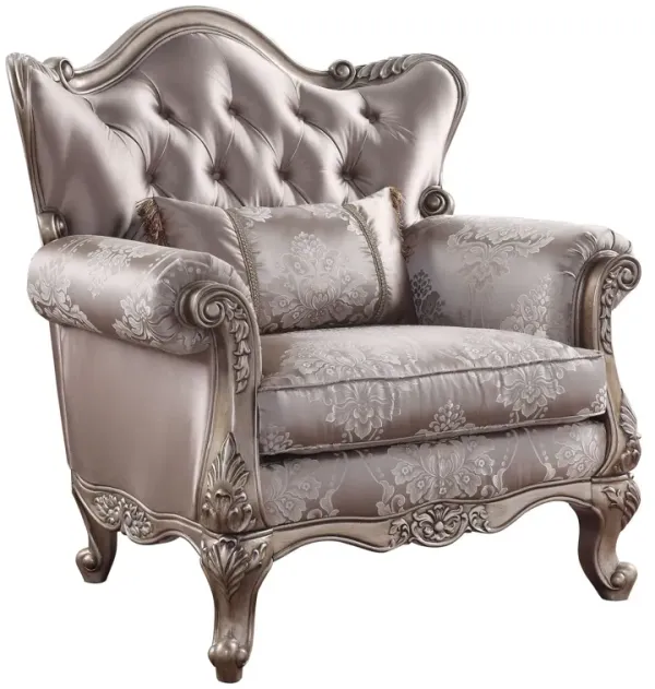 Fabric Floral Tufted Arm Chair - Champagne