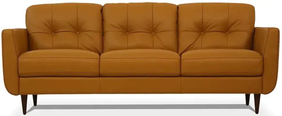 Leather Sofa With Black Legs - Orange