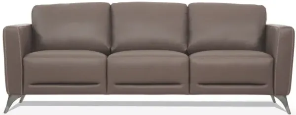 Leather Sofa With Black Legs - Taupe