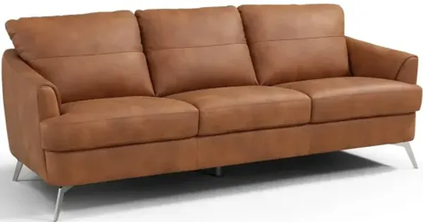 Leather Sofa With Black Legs - Camel