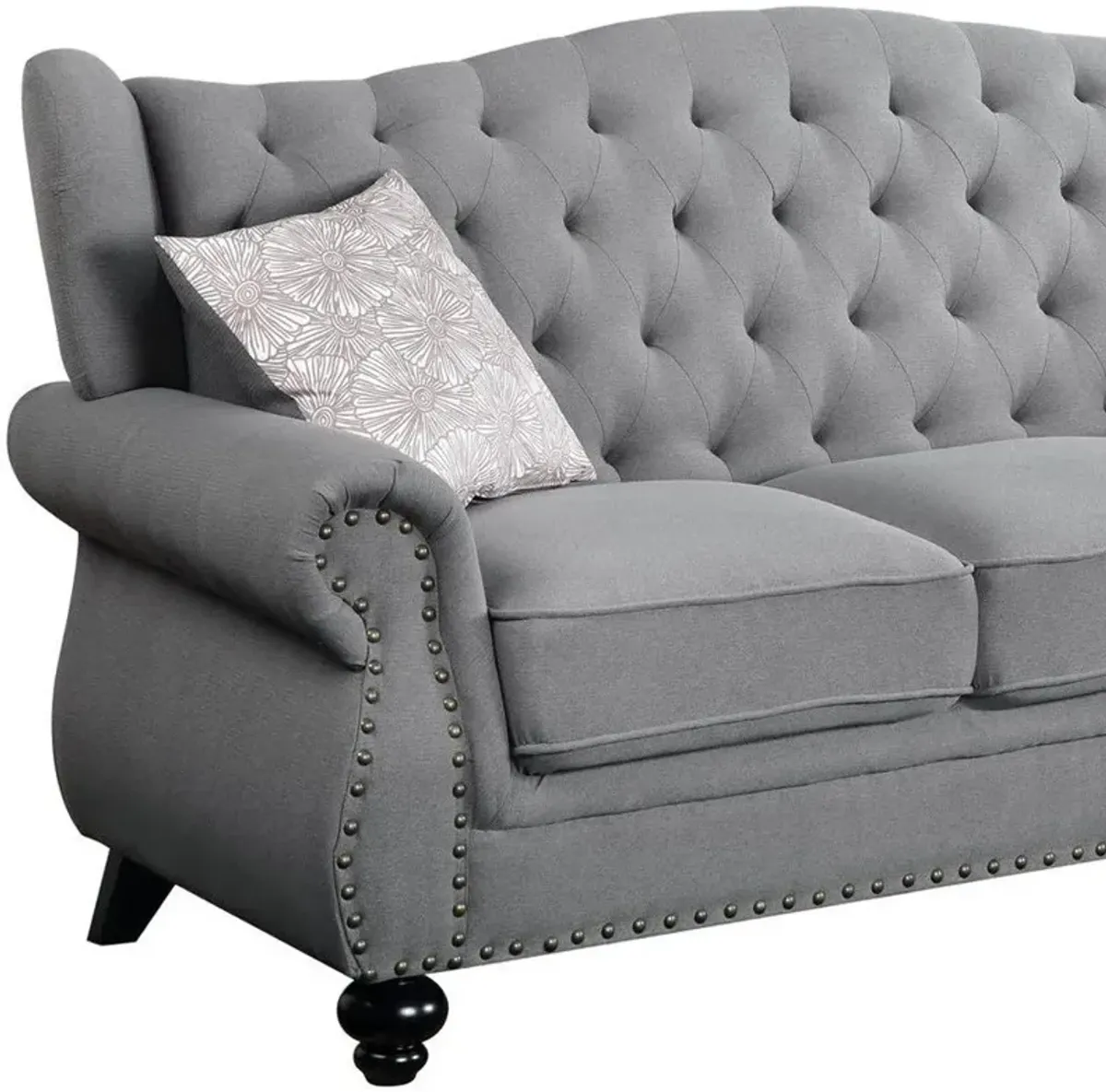 Sofa And Toss Pillows With Black Legs - Gray