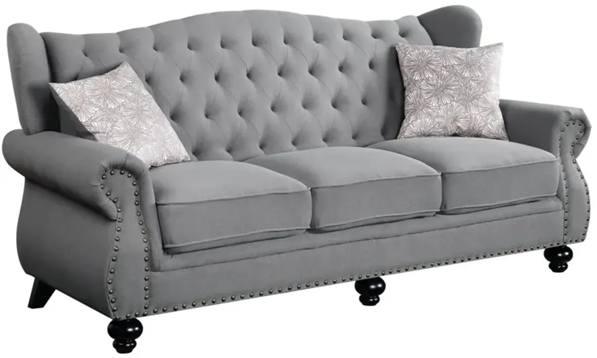 Sofa And Toss Pillows With Black Legs - Gray