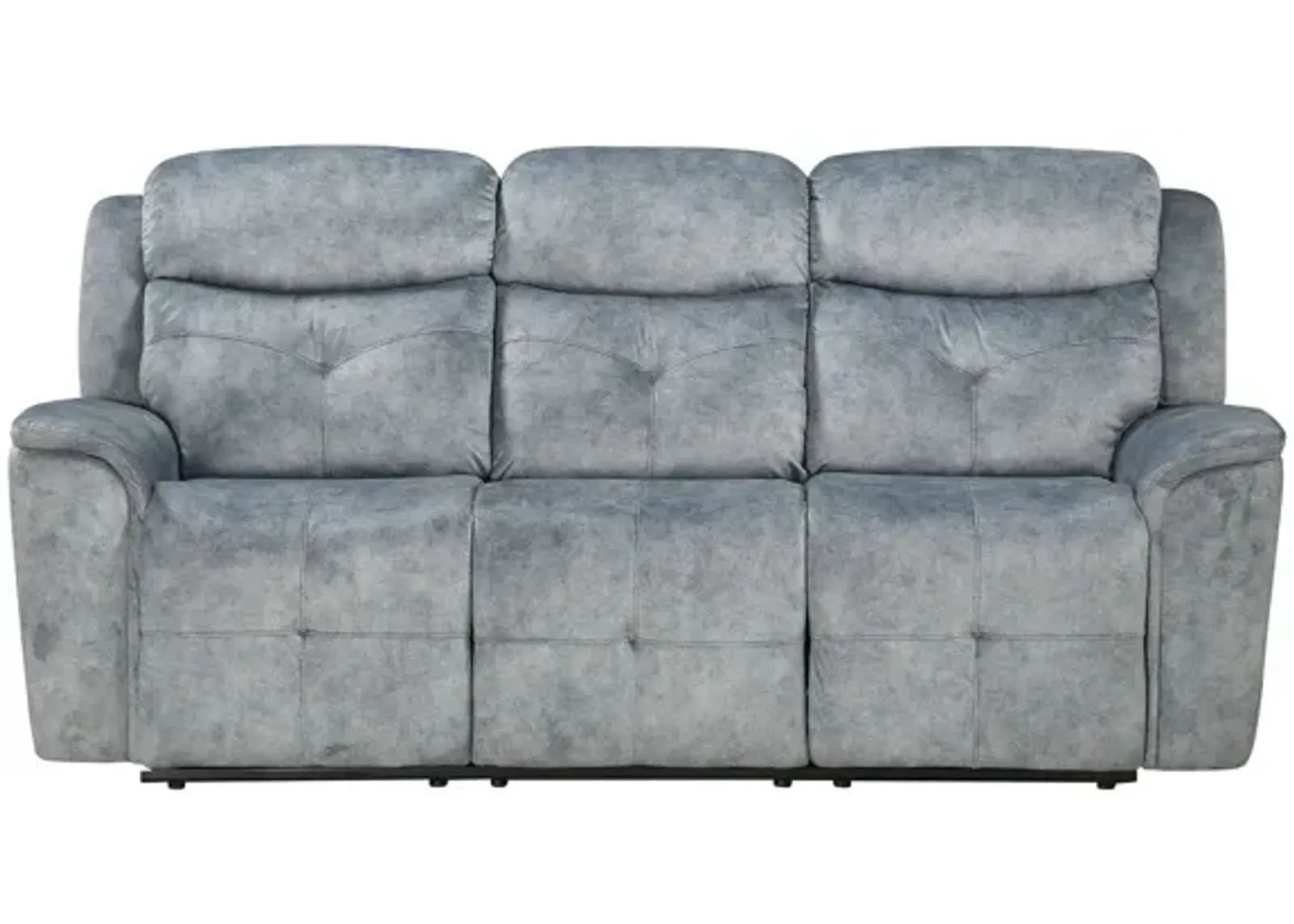 Velvet Reclining Sofa With Black Legs - Gray