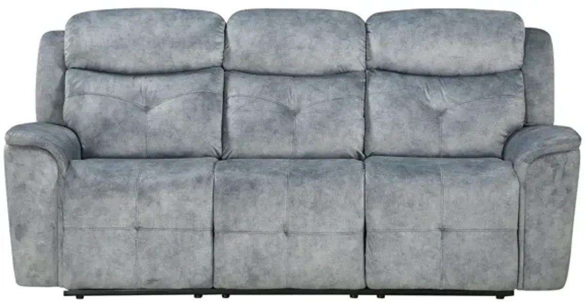 Velvet Reclining Sofa With Black Legs - Gray