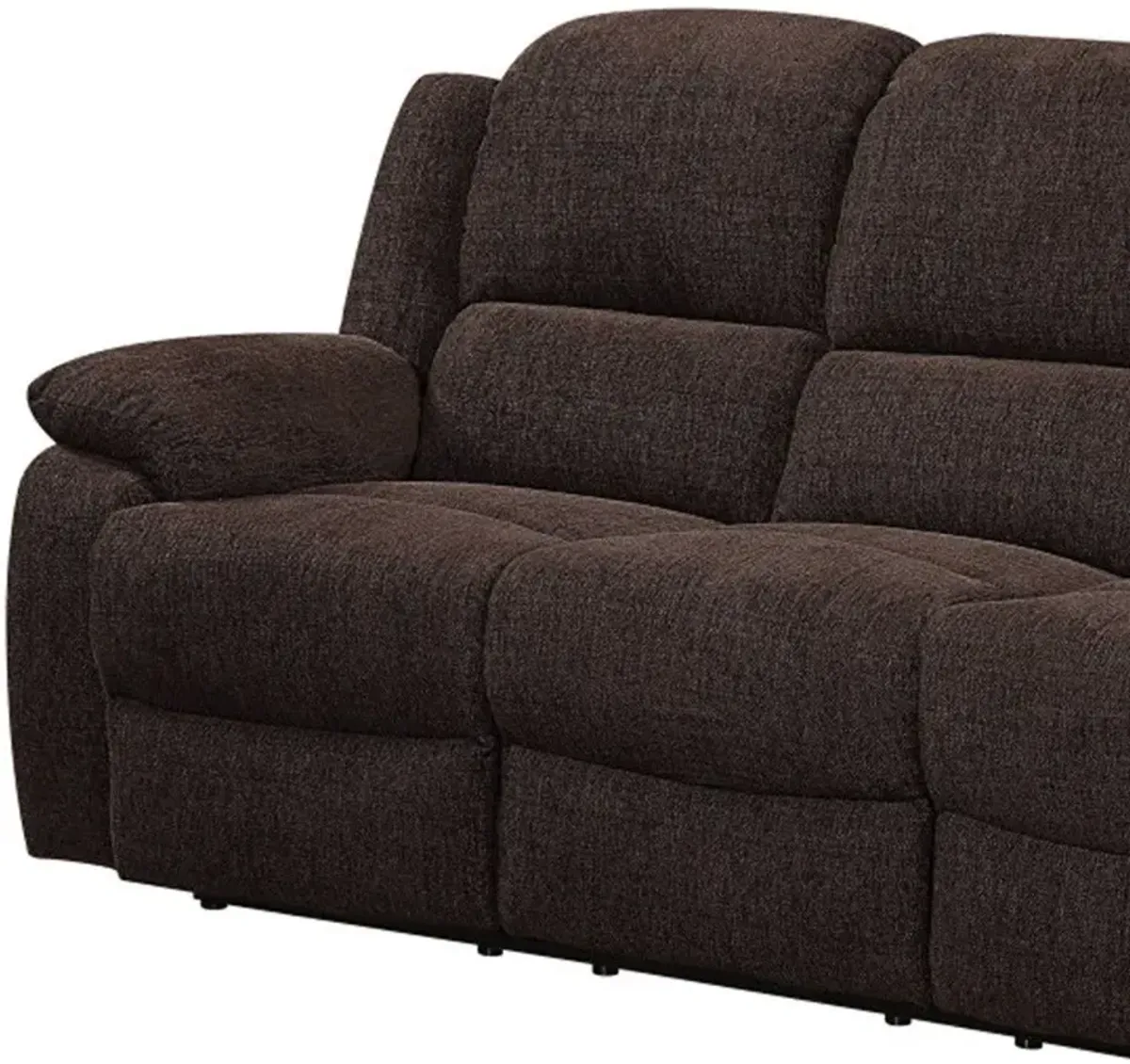 Chenille Reclining Sofa With Black Legs - Brown