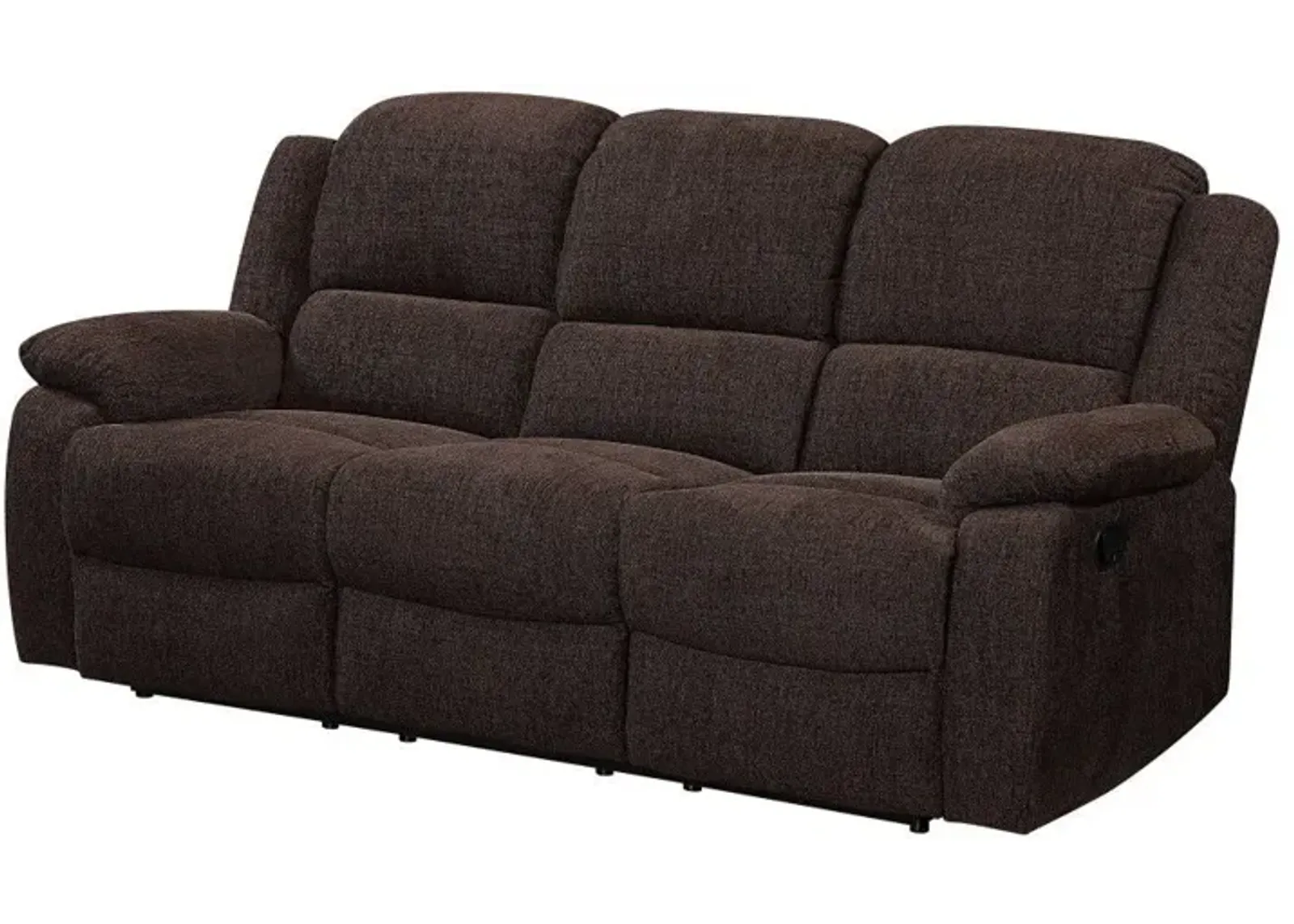 Chenille Reclining Sofa With Black Legs - Brown