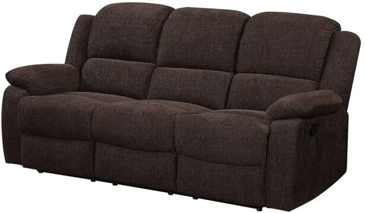 Chenille Reclining Sofa With Black Legs - Brown