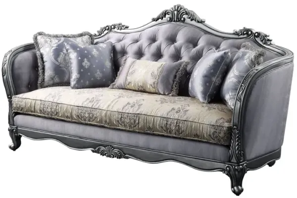 Imitation Silk Damask Sofa And Toss Pillows - Platinum