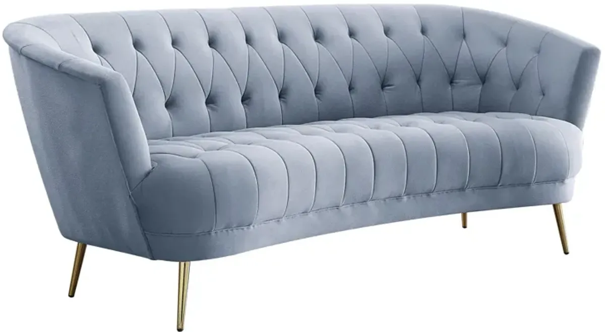 Velvet Sofa With Legs - Light Gray / Gold