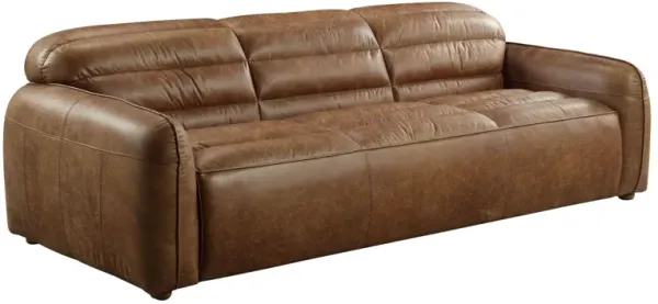 Top Grain Leather Sofa With Black Legs - Dark Brown