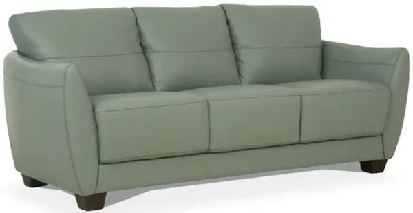 Leather Sofa With Black Legs - Tea Green