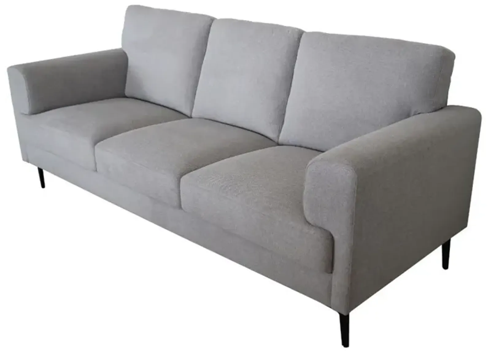 Linen Sofa With Black Legs - Light Gray