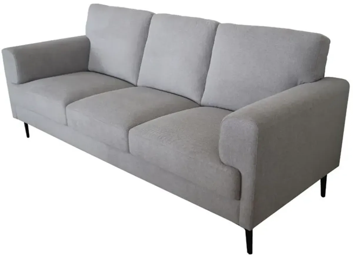 Linen Sofa With Black Legs - Light Gray