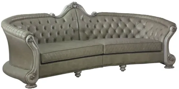 43" Faux Leather Sofa And Toss Pillows With White Legs - Bone
