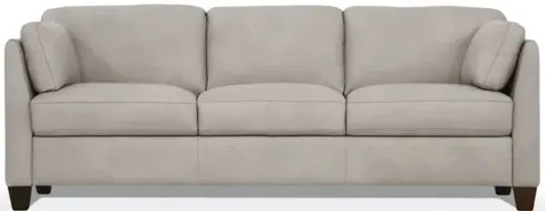 Leather Sofa With Black Legs - Light Gray