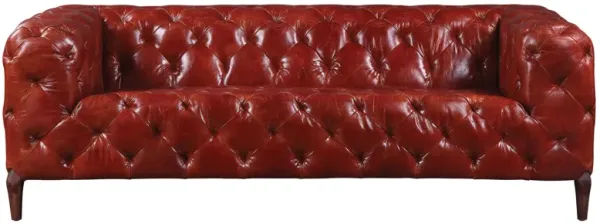 Top Grain Leather Sofa With Black Legs - Merlot