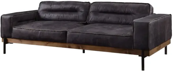 Top Grain Leather Sofa With Black Legs - Ebony