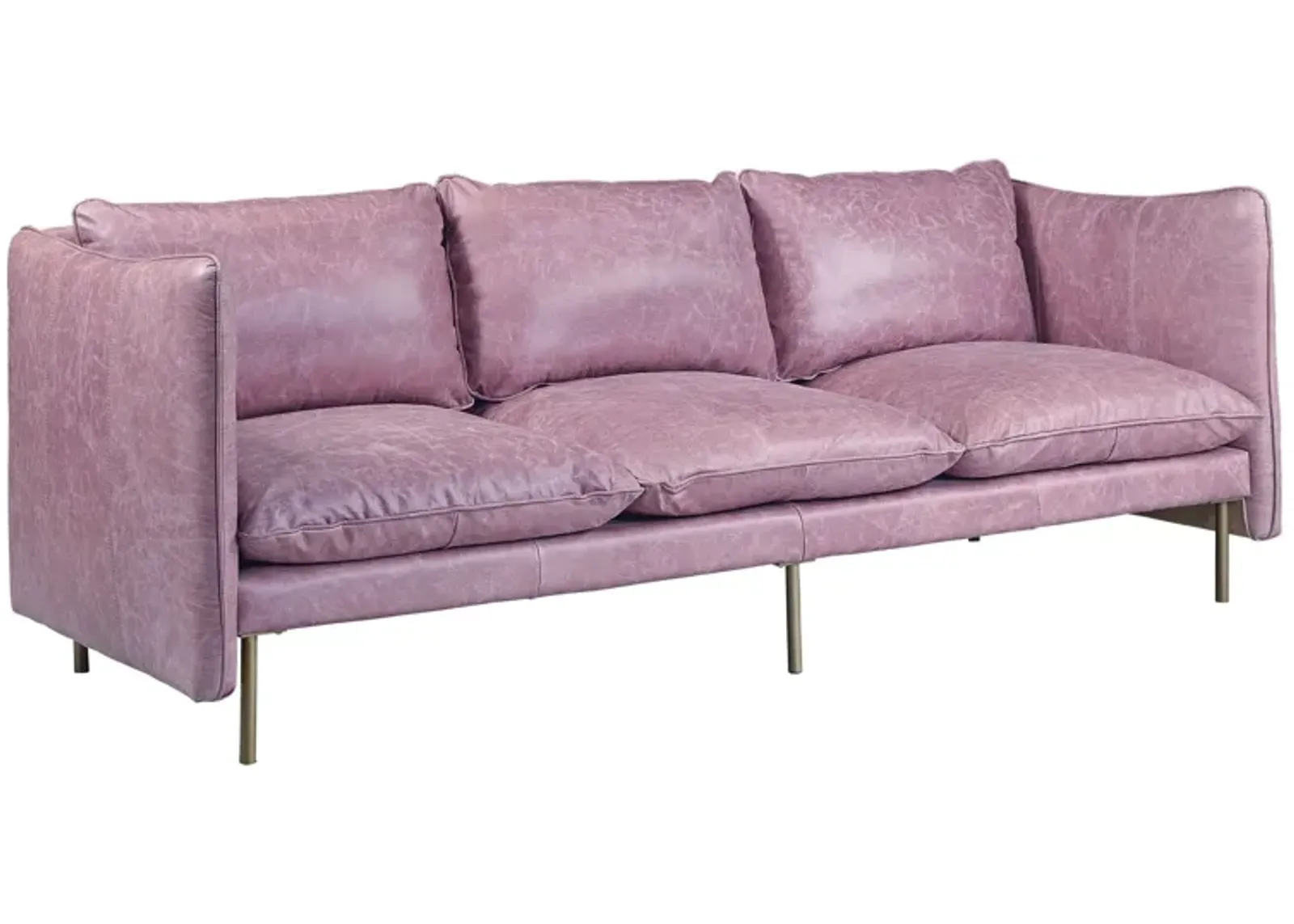 Top Grain Leather And Black Sofa - Wisteria