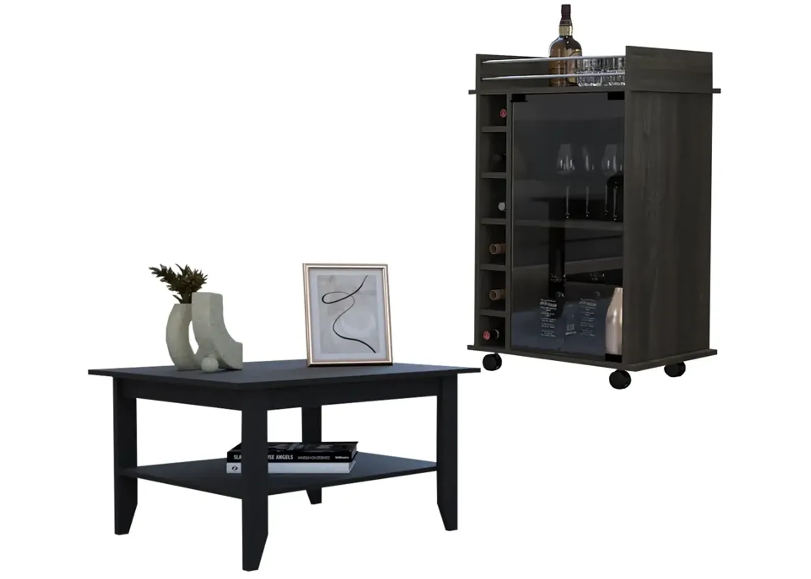 Open Shelving TV Stand - Brown / Black