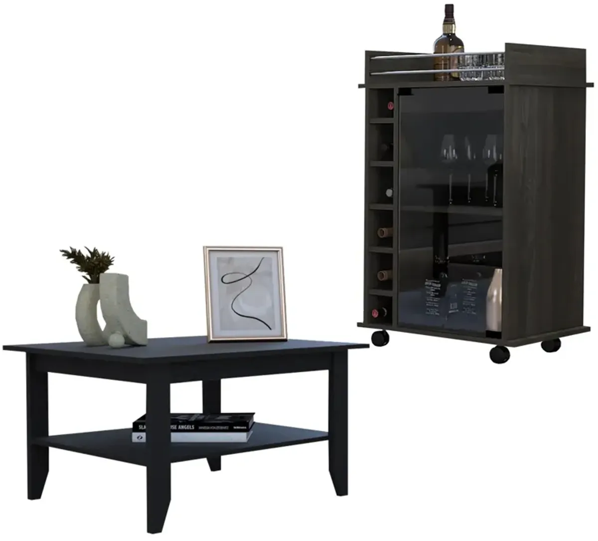 Open Shelving TV Stand - Brown / Black