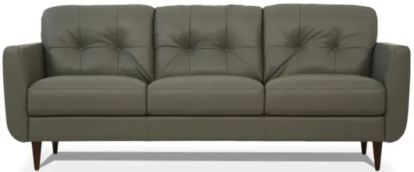 Leather Sofa With Black Legs - Green