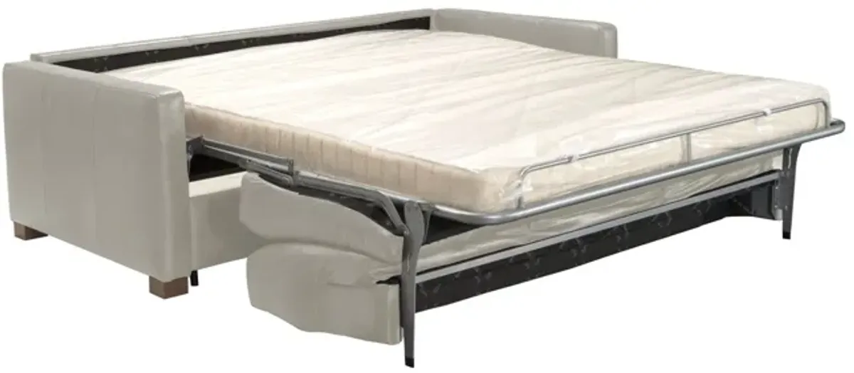 Leather And Black Sleeper Sofa - Gray