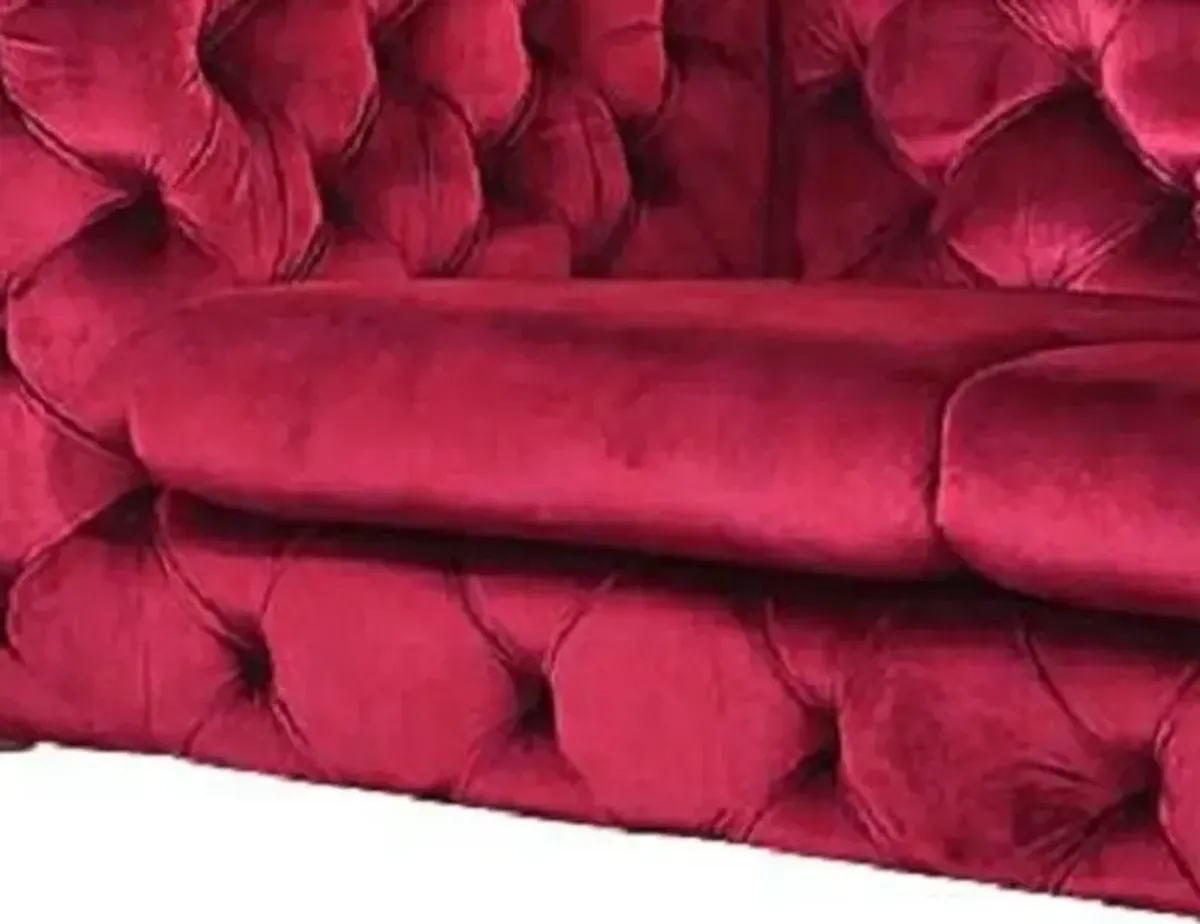 Velvet Loveseat - Red / Silver