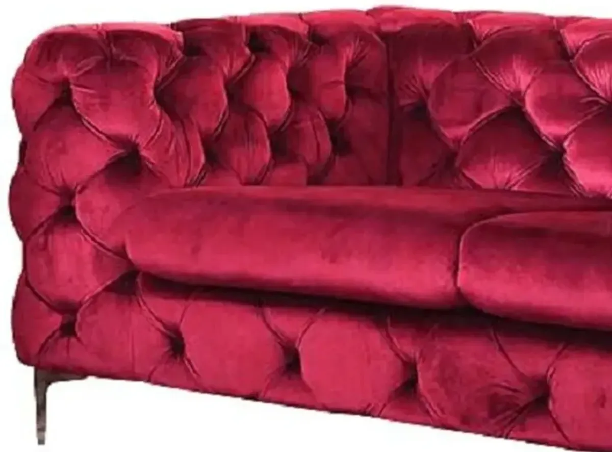 Velvet Loveseat - Red / Silver