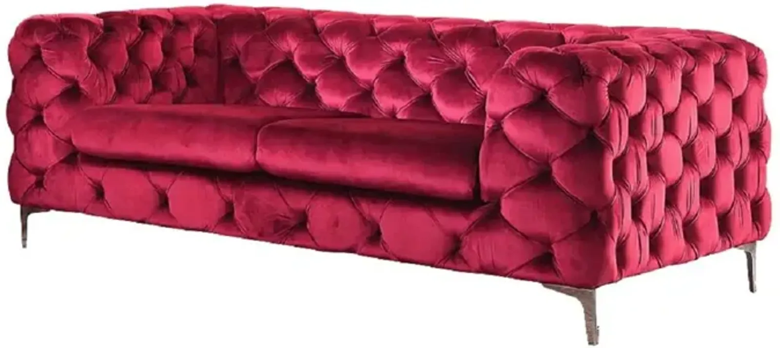 Velvet Loveseat - Red / Silver