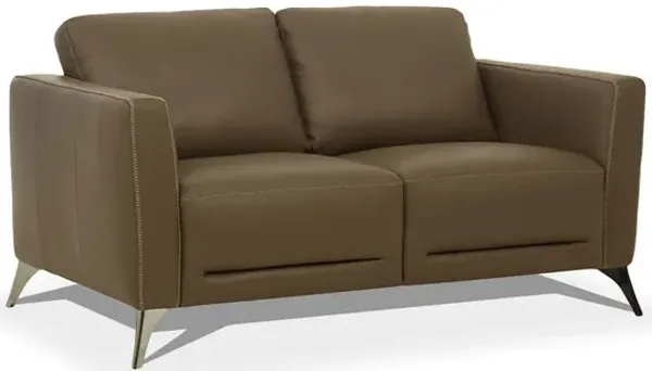 Leather Love Seat - Brown / Black