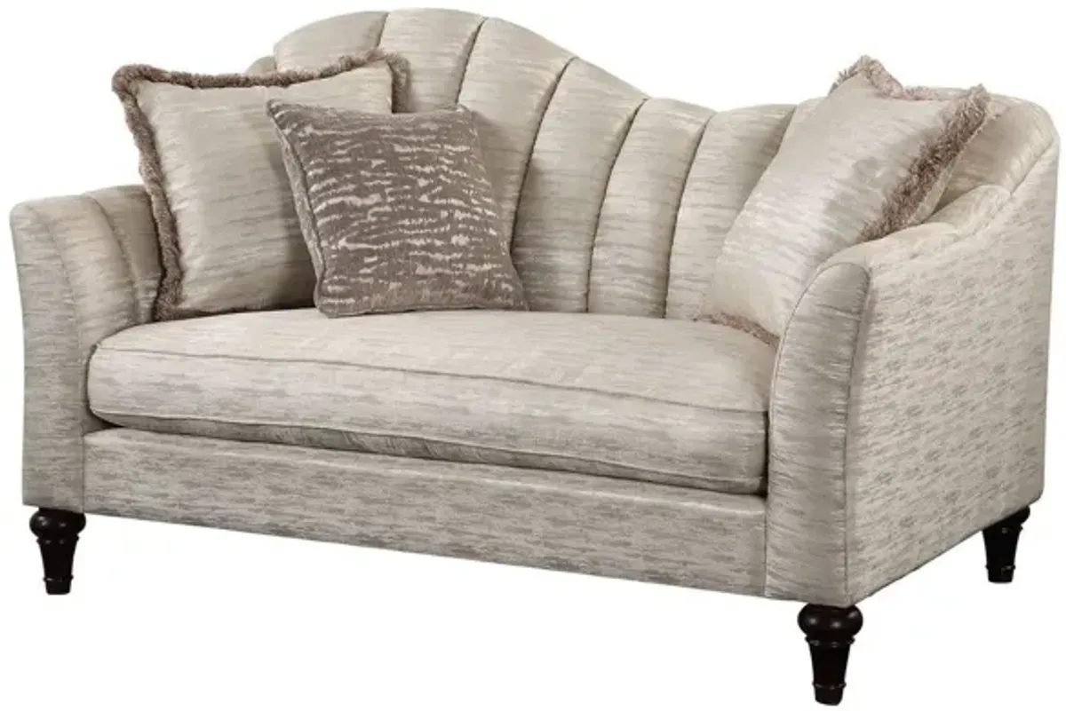 Linen Love Seat And Toss Pillows - Black