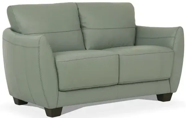 Leather Loveseat - Green Blue / Espresso