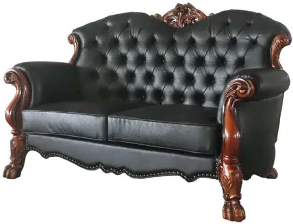 Faux Leather Loveseat And Toss Pillows - Black / Brown