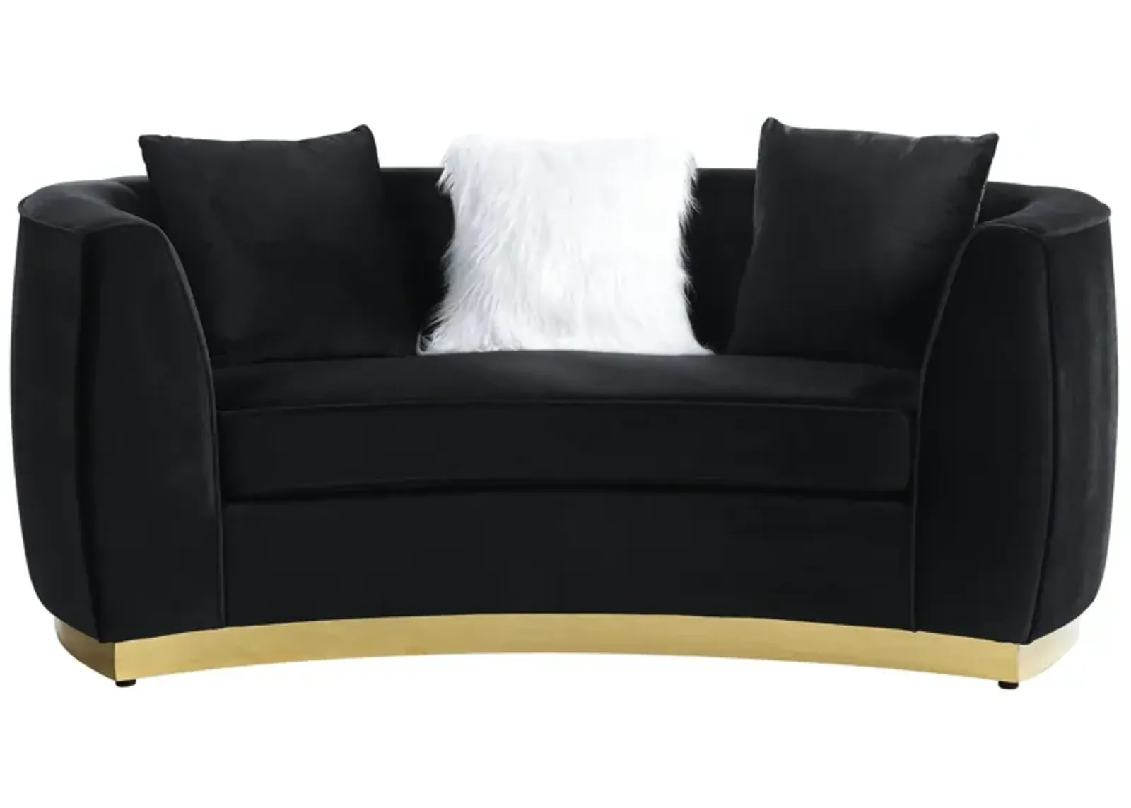 Velvet Curved Loveseat - Black / Gold