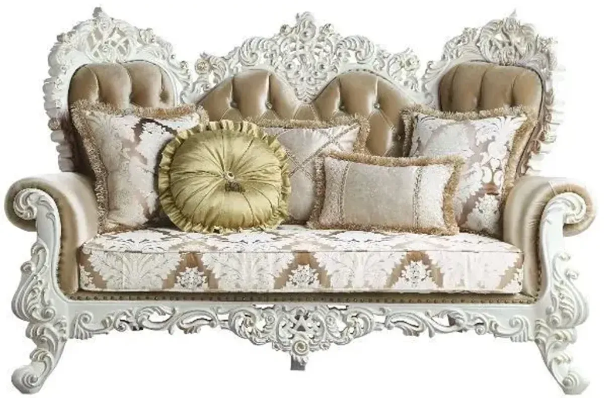 Loveseat And Toss Pillows - Brown / White