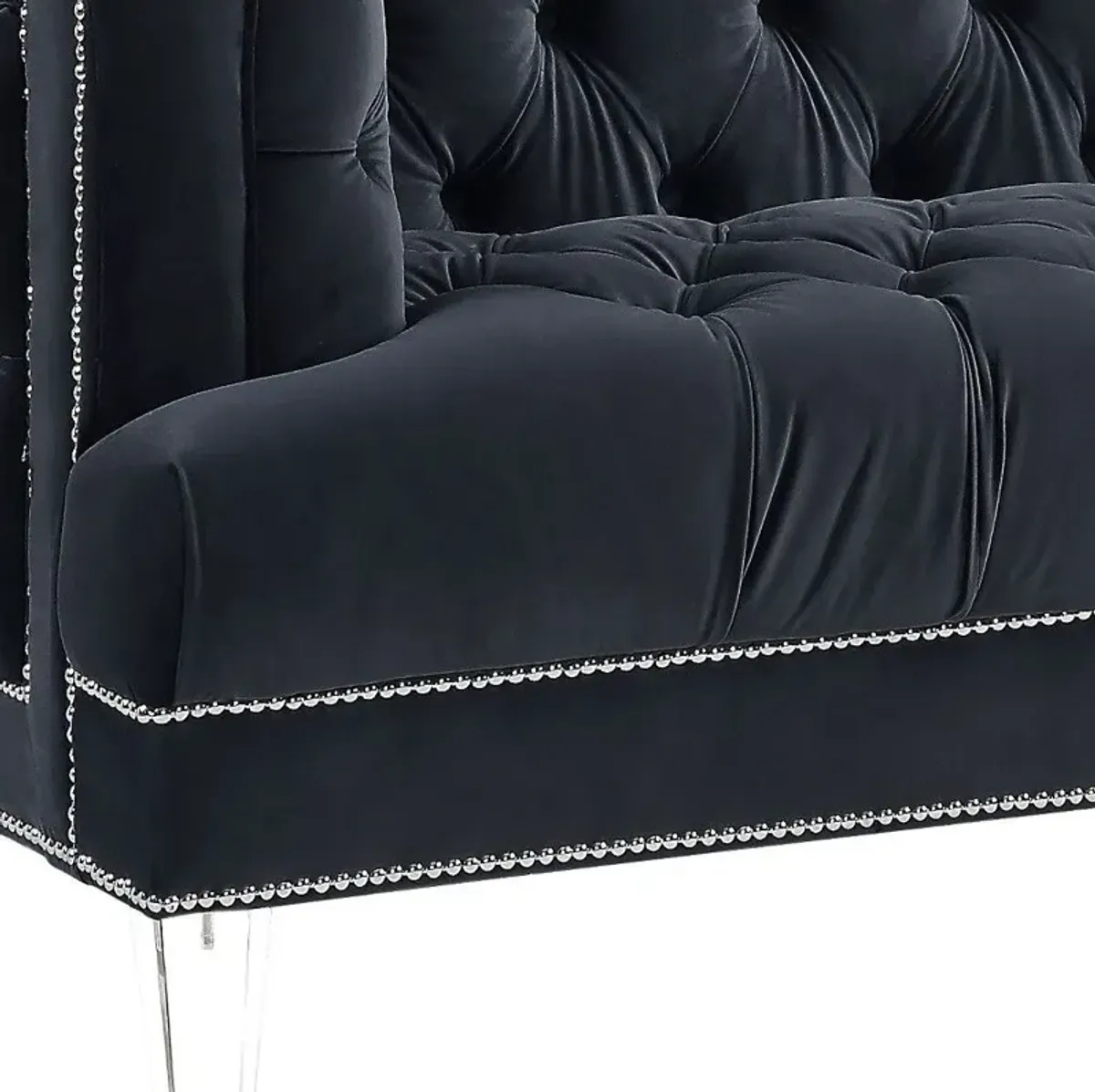 Velvet Loveseat - Charcoal / Silver