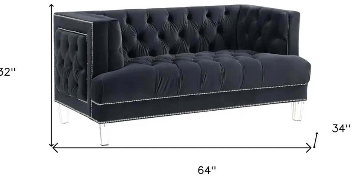 Velvet Loveseat - Charcoal / Silver