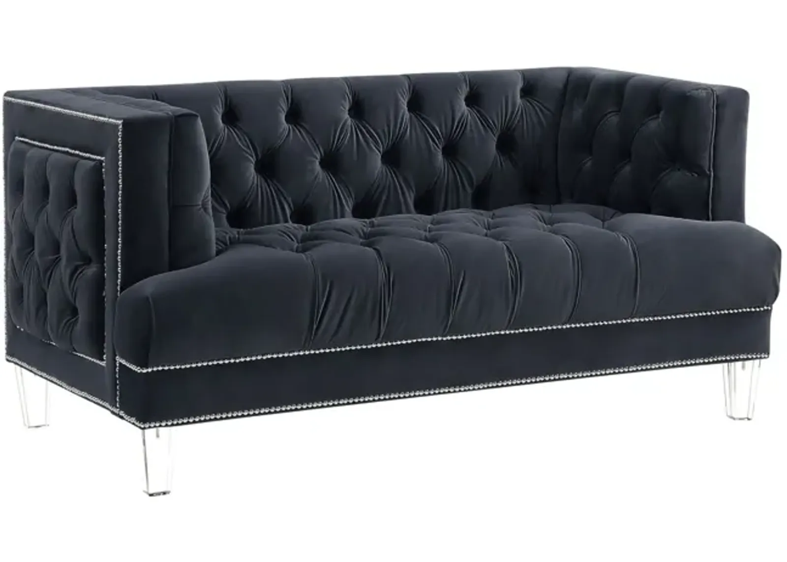 Velvet Loveseat - Charcoal / Silver