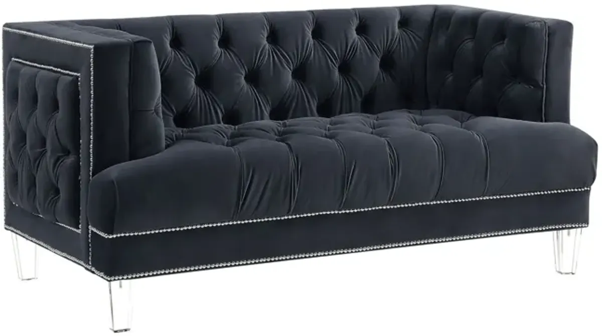 Velvet Loveseat - Charcoal / Silver